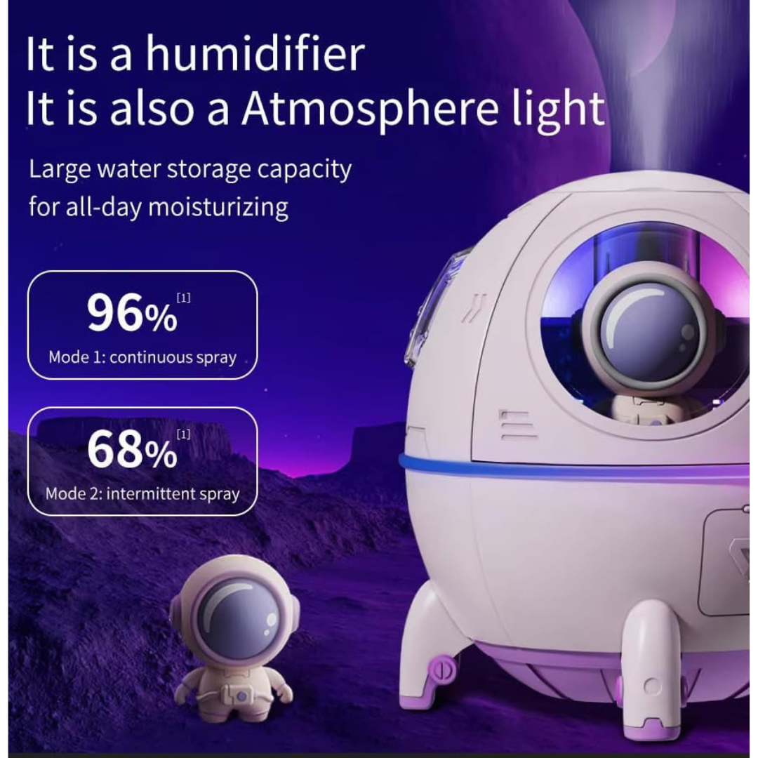Humidificador Nave Espacial con Luz LED y Astronauta Decorativo