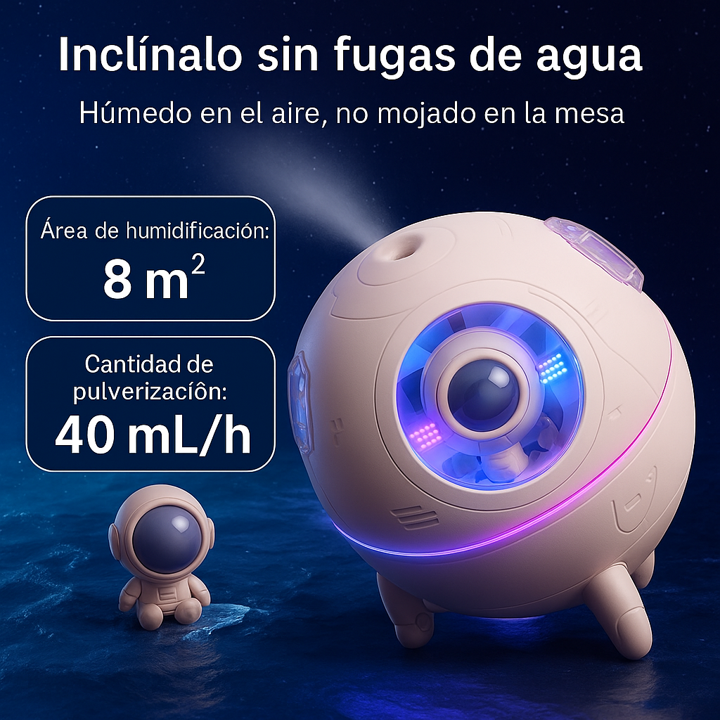 Humidificador Nave Espacial con Luz LED y Astronauta Decorativo