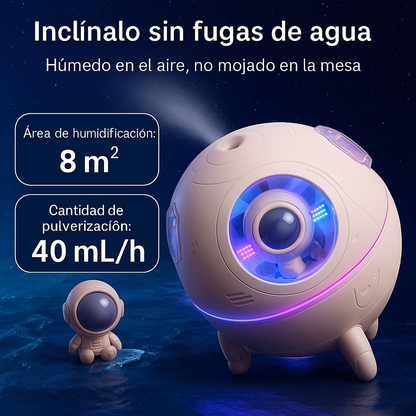 Humidificador Nave Espacial con Luz LED y Astronauta Decorativo